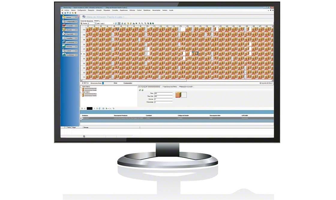 Mappatura grafica realizzata dal software in cui vengono mostrate le ubicazioni delle merci all'interno del magazzino