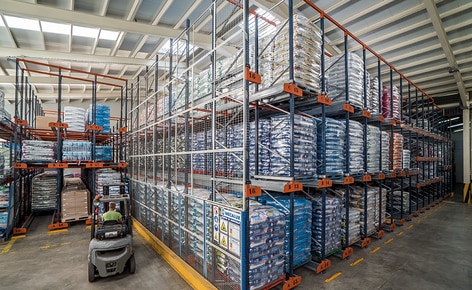 Il sistema a stoccaggio intensivo Pallet Shuttle ottimizza la rotazione dei prodotti di un fabbricante di cibi secchi per animali domestici Il sistema a stoccaggio intensivo Pallet Shuttle ottimizza la rotazione dei prodotti di un fabbricante di cibi secchi per animali domestici
