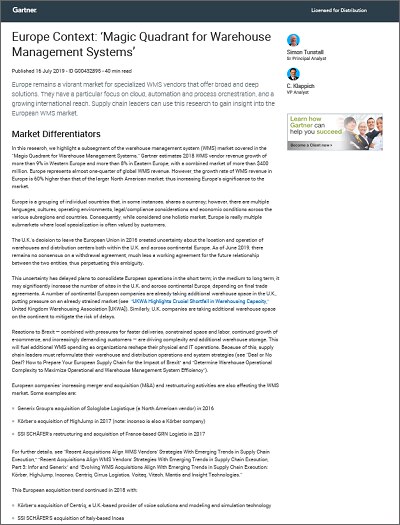 Riconoscimento a Mecalux Easy WMS nel report di Gartner Mecalux.it