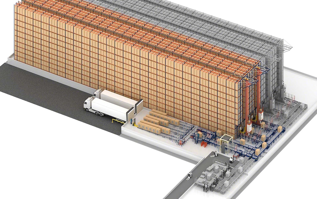 Magazzino automatico di Sabarot in Francia con una capacità di 6.376 posti pallet