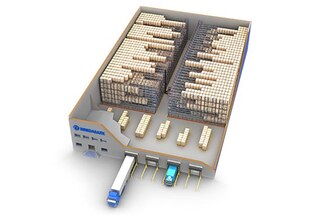 Pallet Shuttle con un unico corridoio e scaffalature a entrambi i lati