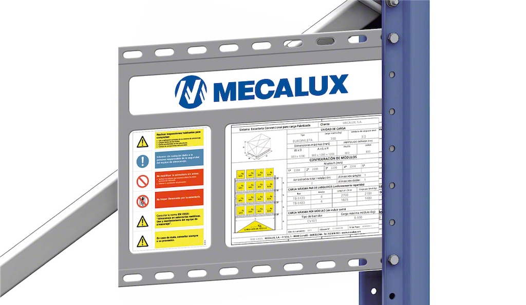 Il cartello di portata è un componente di sicurezza che raggruppa i dettagli specifici di ogni scaffalatura