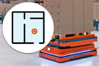 Quando si imposta il sistema, uno degli AMR scansiona il magazzino per generare una mappa virtuale