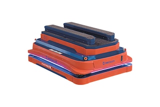 L'AMR robot 1500 con piattaforma di sollevamento può trasferire i carichi su piattaforme fisse o trasportatori