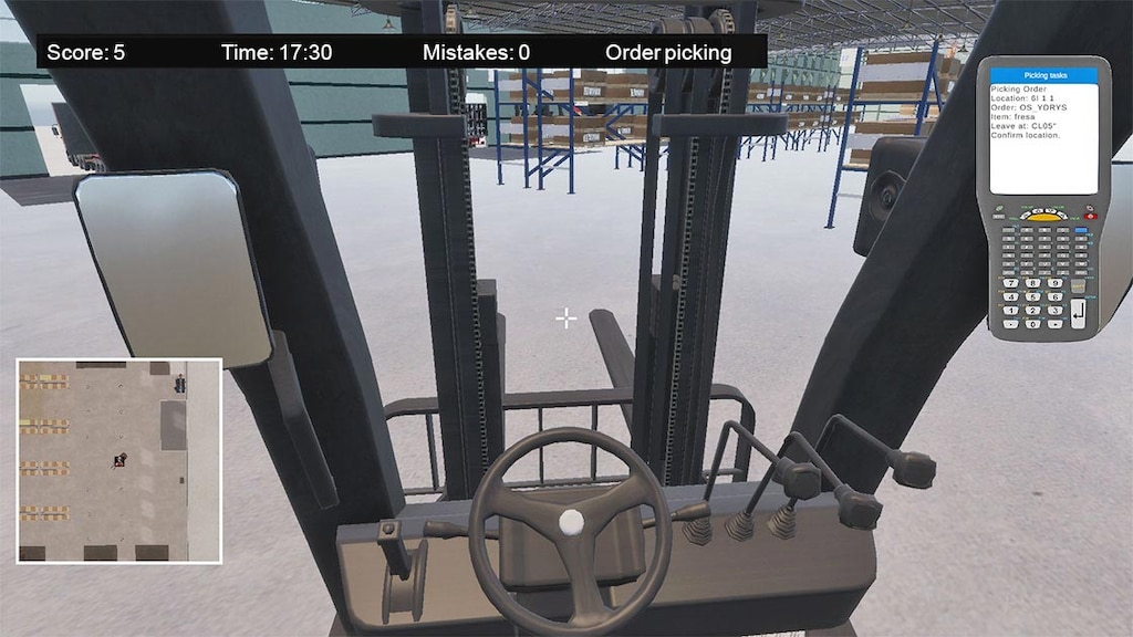 Ai giocatori di WarehouseGame Training si insegna a movimentare i carrelli elevatori