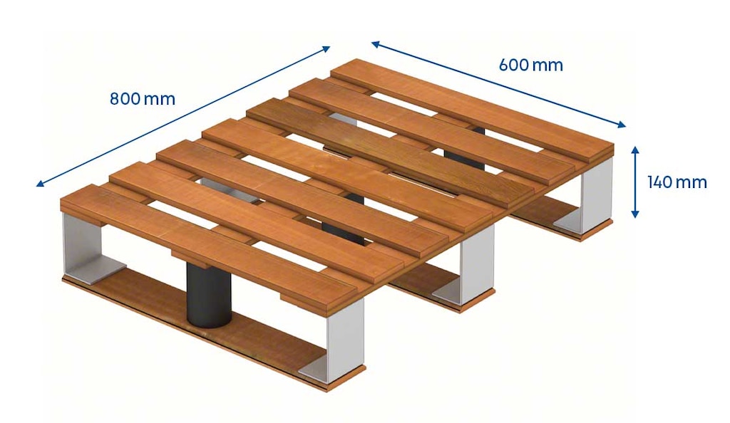 I mezzi pallet misurano 600 x 800 mm, metà della superficie di un europallet
