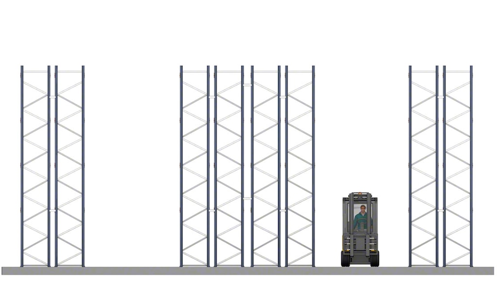 Le scaffalature a doppia profondità sono costituite da componenti che garantiscono lo stoccaggio della merce