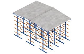 Le coperture proteggono le scaffalature cantilever installate all’esterno