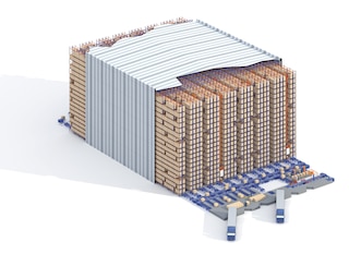 Si possono progettare autoportanti automatici con scaffalature a doppia profondità servite da trasloelevatori per pallet