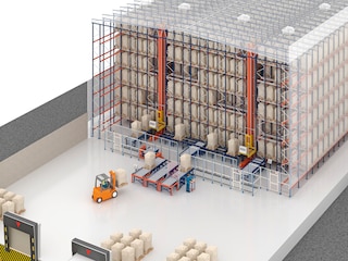 I magazzini autoportanti possono ospitare sistemi di stoccaggio automatici intensivi come il Pallet Shuttle con trasloelevatori