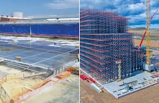 La struttura del magazzino autoportante si monta sulla soletta di cemento