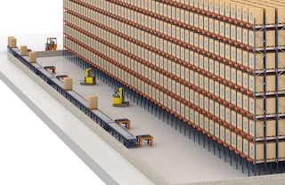 Le rulliere per pallet permettono di configurare circuiti semplici e rettilinei