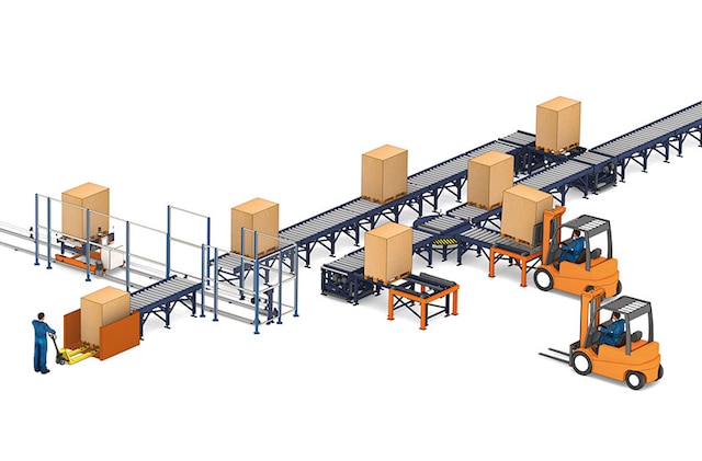 Le rulliere garantiscono il movimento continuo e automatizzato di pallet