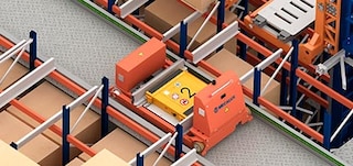 Le navette muovono lo shuttle lungo le corsie di lavoro Le navette muovono lo shuttle lungo le corsie di lavoro