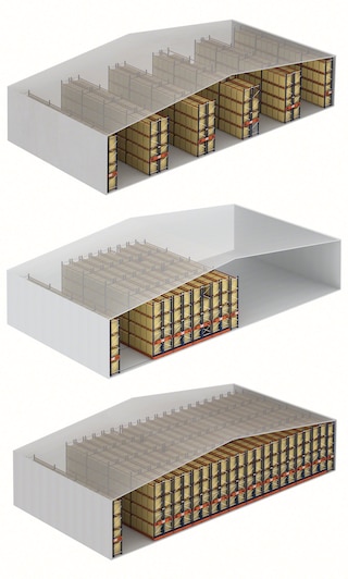 Il sistema Movirack permette di risparmiare spazio rispetto alle scaffalature portapallet tradizionali