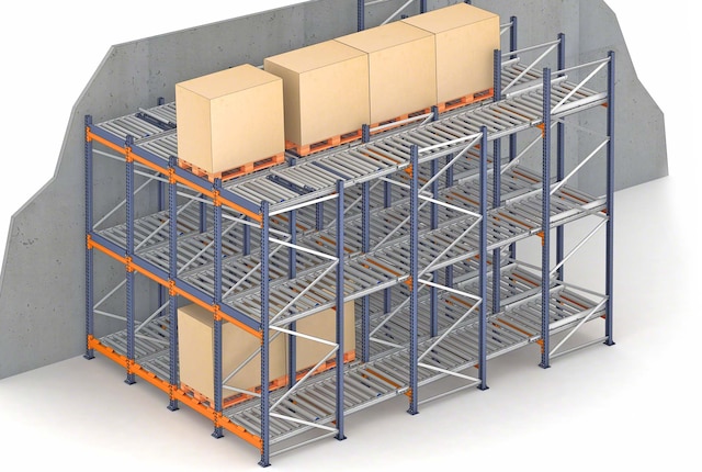 Le scaffalature a gravità sono un sistema di stoccaggio ad accumulo veloce ed efficiente Le scaffalature a gravità sono un sistema di stoccaggio ad accumulo veloce ed efficiente