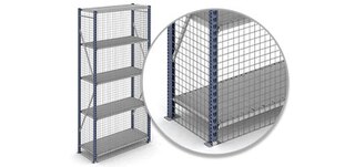 I laterali e il fondo rete isolano le scaffalature per aumentare la loro sicurezza