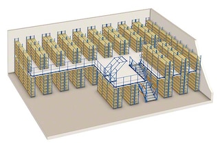 Scaffalature M7 di altezza elevata per utilizzo con passerelle sopraelevate