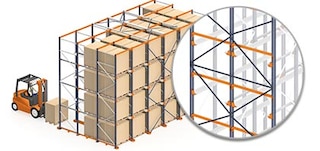 L’irrigidimento delle scaffalature metalliche drive-in si può ottenere a partire da controventature posteriori