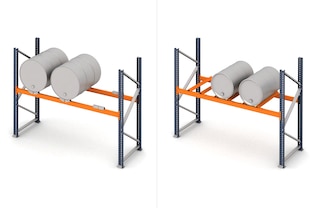 Supporti per stoccare bidoni nelle scaffalature per pallet