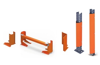Le diverse protezioni proteggono gli elementi verticali delle scaffalature da urti accidentali