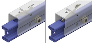 Le spine di sicurezza impediscono che il carrello si sposti se il pallet non appoggia in modo corretto