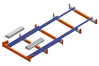 Il sistema per quattro pallet è formato da sei binari e sei carrelli