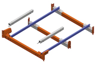 Il sistema per due pallet è composto solamente da due binari e due carrelli