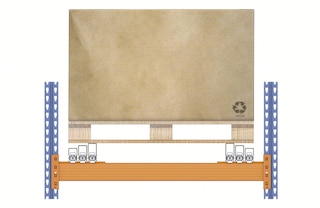 Nella configurazioni con carrelli, i pallet si appoggiano su carrelli, ad eccezione dell’ultimo che appoggia sui binari