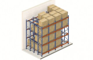 Le scaffalature push-back sono un sistema di stoccaggio ad accumulo con accesso alla merce da un solo corridoio
