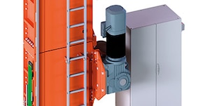 L’azionamento dell’elevazione permette il movimento verticale della culla del trasloelevatore