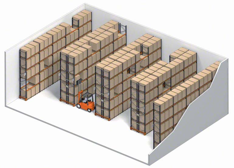 Modello di stoccaggio convenzionale con accesso diretto ai pallet